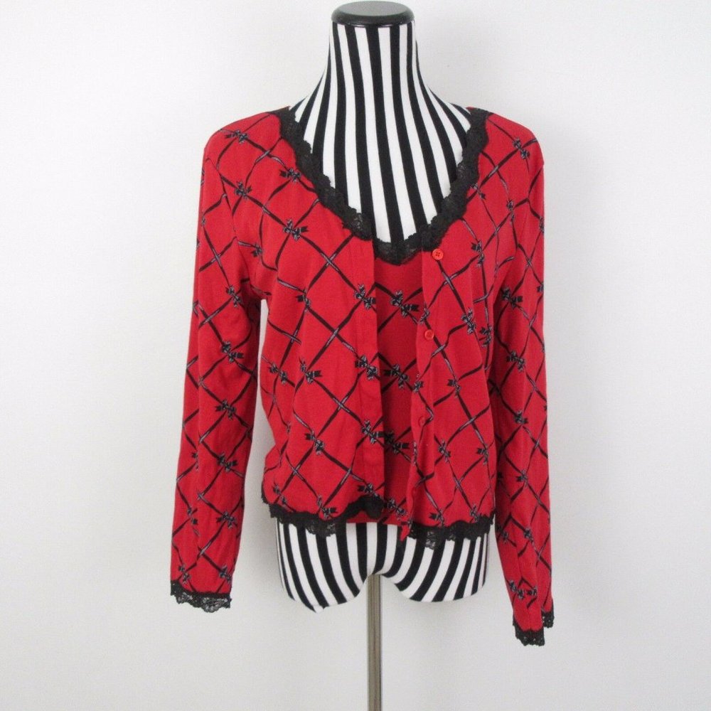 Victoria's Secret Red 2pc Sleep Cami & Long Sleeve Button Top